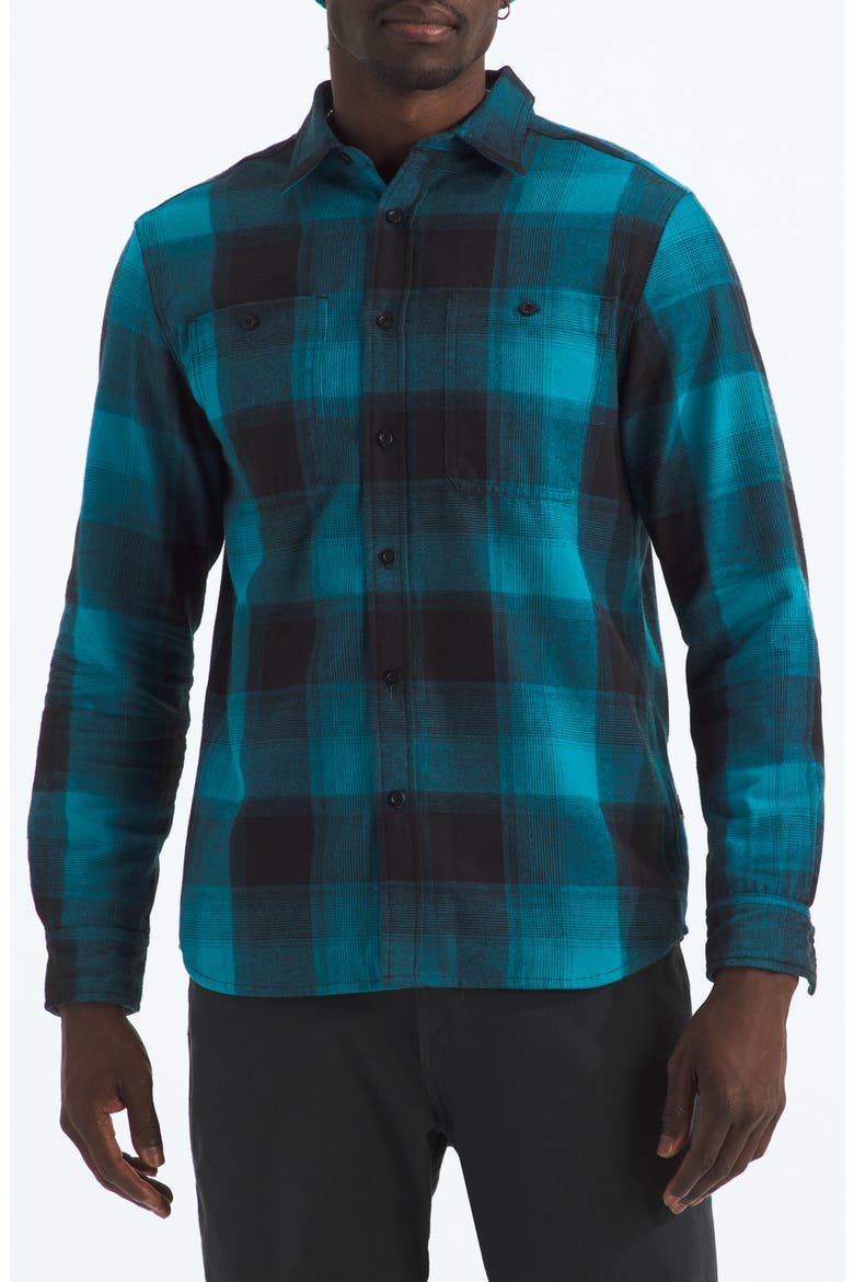 Arroyo Plaid Cotton Flannel Button-Up Shirt, Main, color, DUSK BLUE TNF SHADOW PLAID