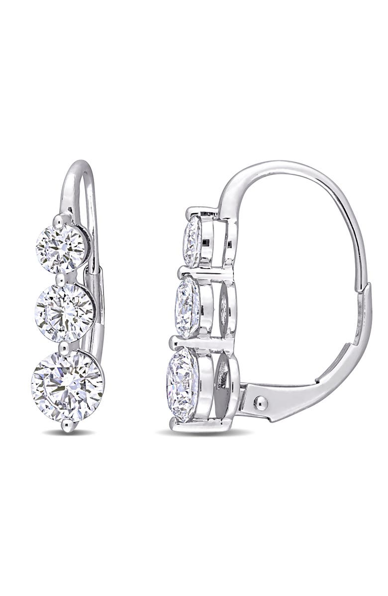 Julianna B. Lab-Grown Diamond 3-Stone Earrings 14k, Main, color, White Gold