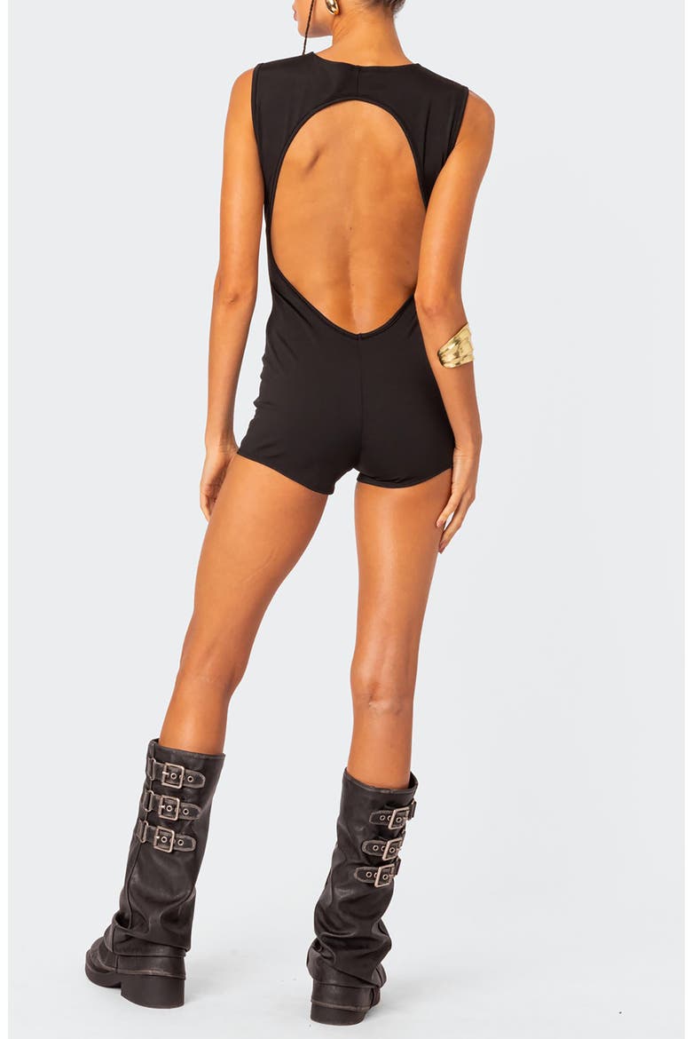 Brynley Open Back Romper, Alternate, color, BLACK