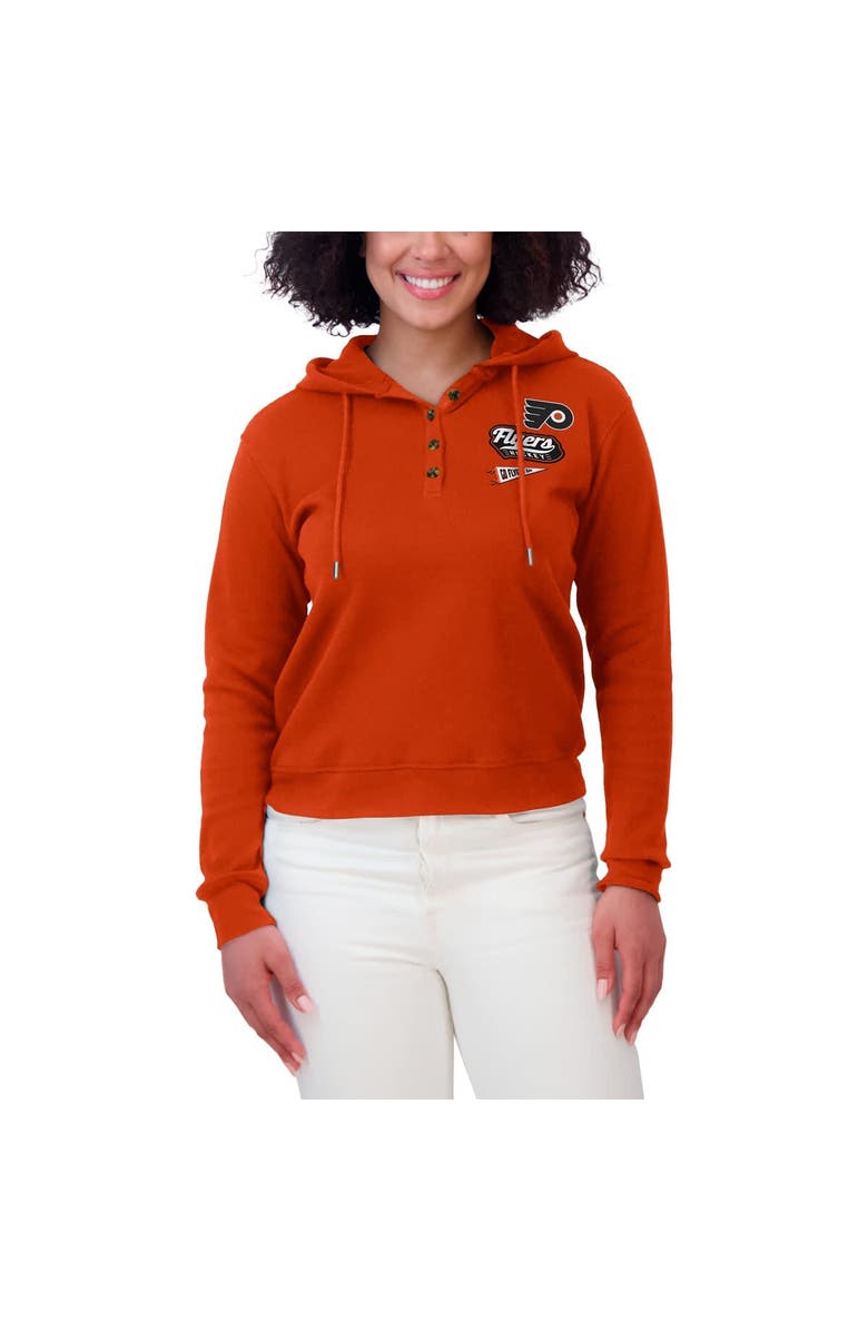 WEAR by Erin Andrews Women's WEAR by Erin Andrews  Orange Philadelphia Flyers Waffle-Knit Pullover Hoodie, Alternate, color, Orange