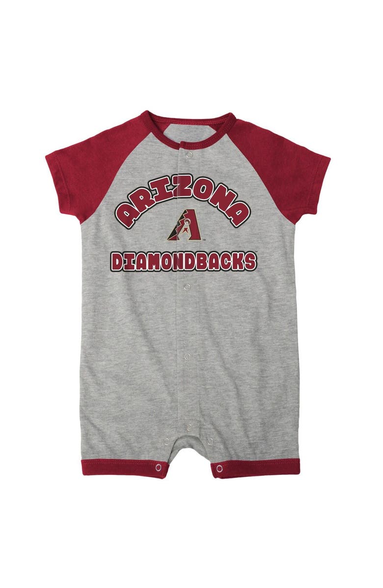 Outerstuff Infant  Heather Gray Arizona Diamondbacks Extra Base Hit Raglan Full-Snap Romper, Alternate, color, 