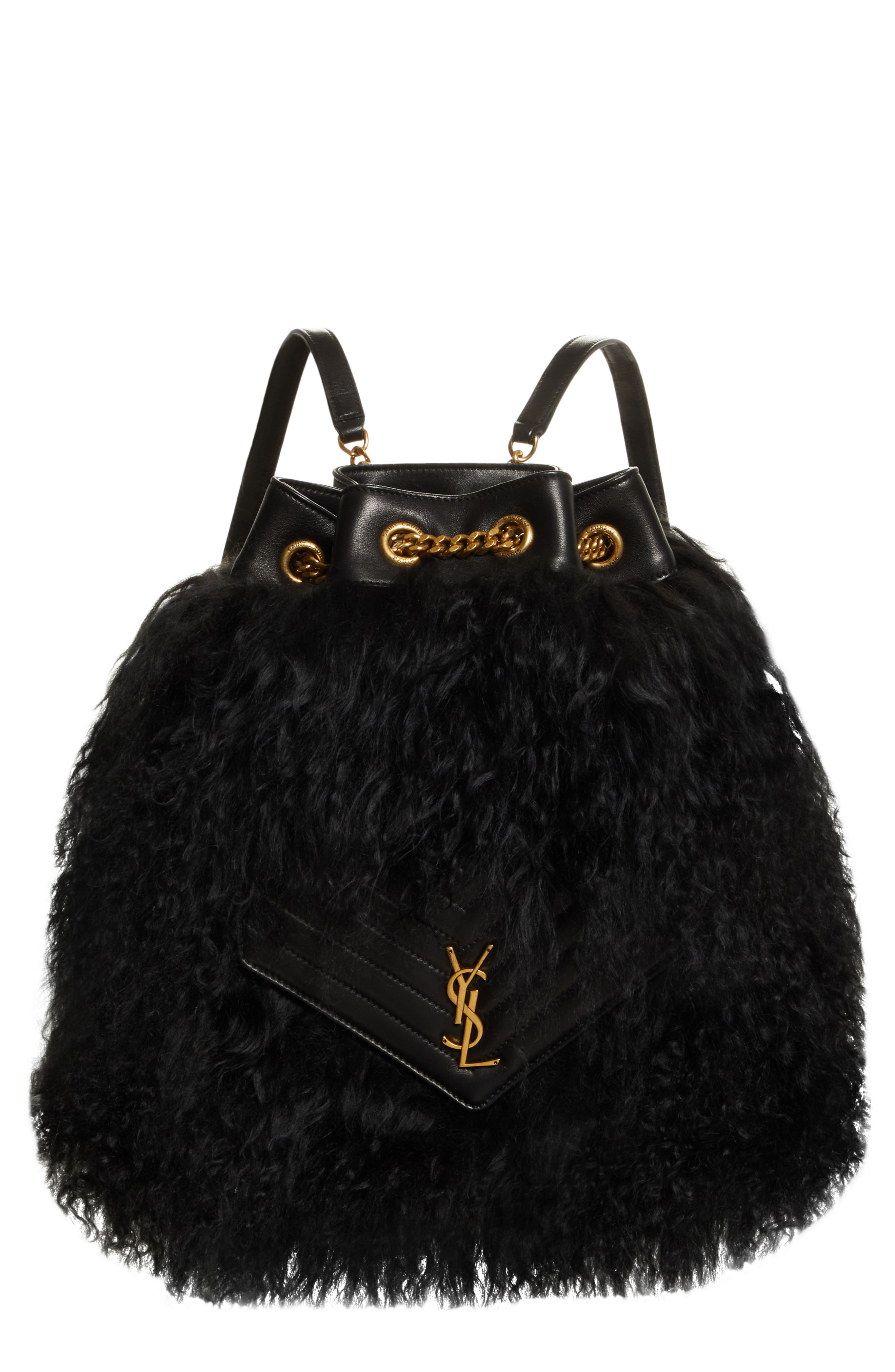 Saint Laurent Joe Genuine Shearling & Lambskin Backpack, Main, color, 