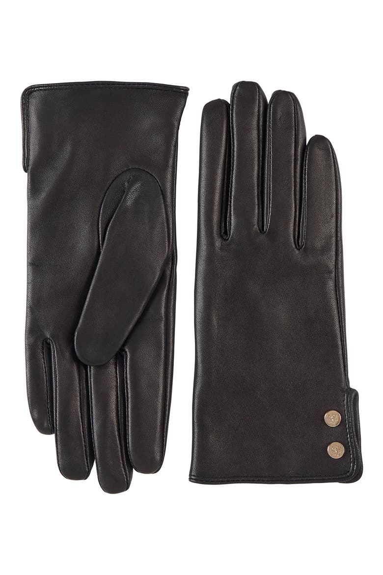 Tech Leather Gloves, Main, color, BLACK