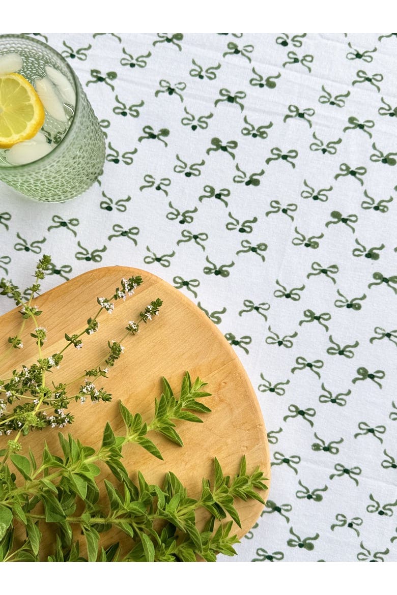 Bow Table Throw, Alternate, color, Sage & Evergreen