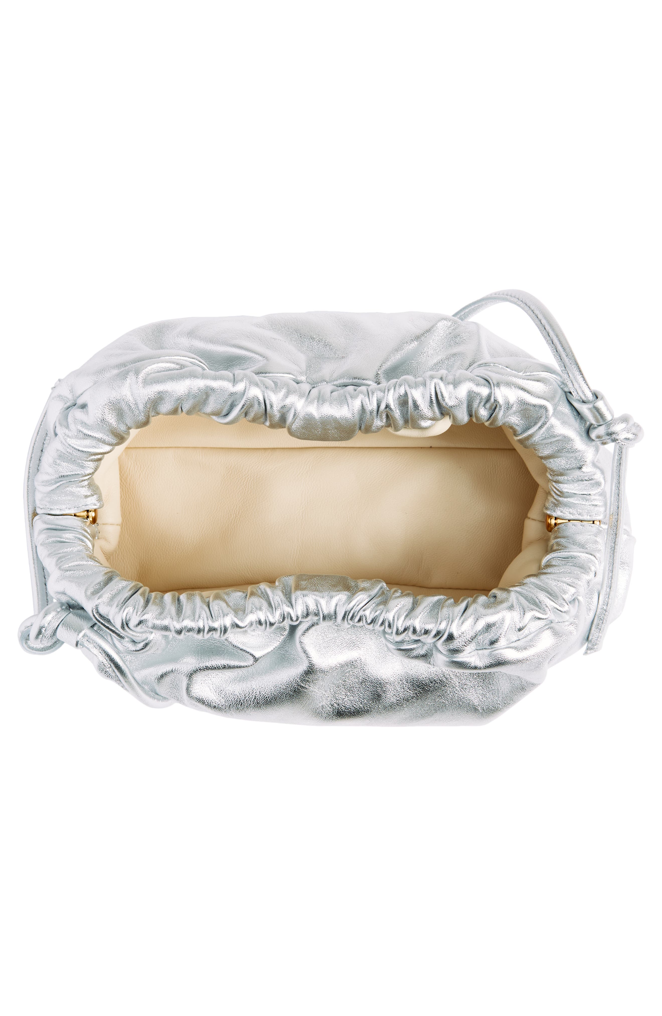 Mansur Gavriel Mini Cloud Metallic Leather Clutch, Alternate, color, Silver