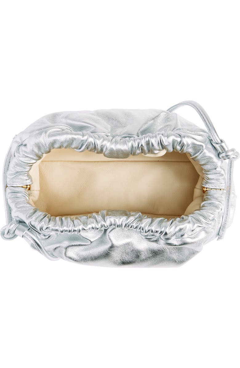 Mansur Gavriel Mini Cloud Metallic Leather Clutch, Alternate, color, Silver