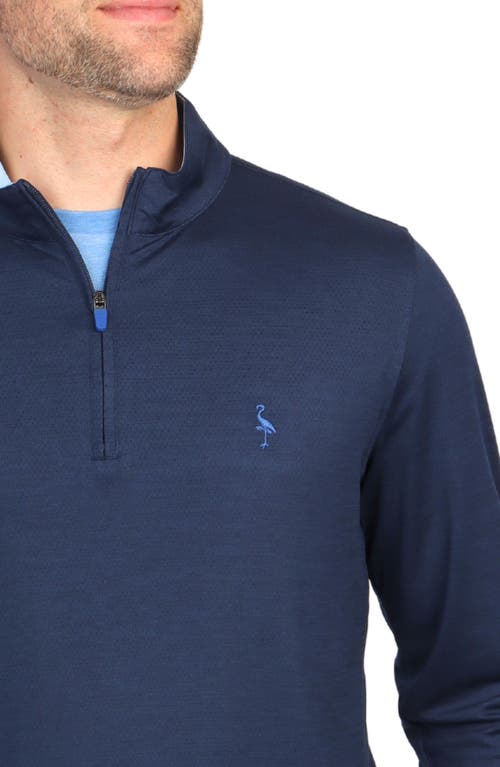 Tailorbyrd Mélange Mesh Performance Quarter Zip Pullover In Navy