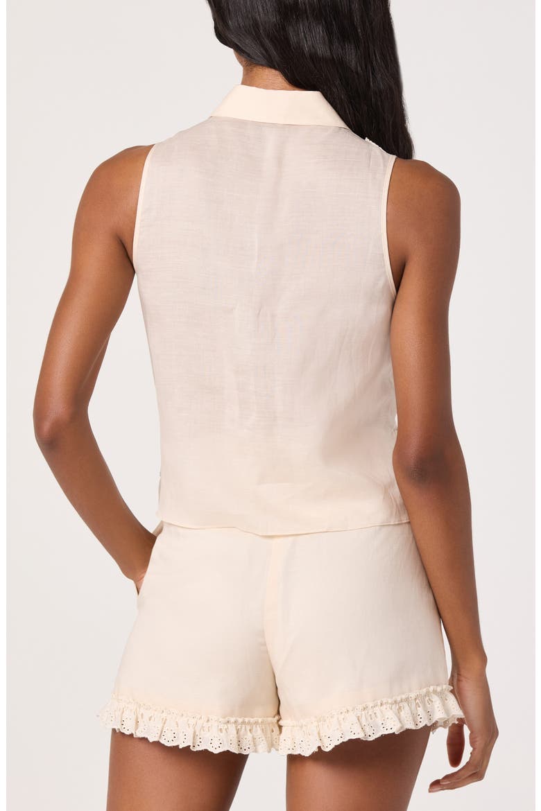 Nienna Eyelet Ruffle Linen Blend Top, Alternate, color, CREAM
