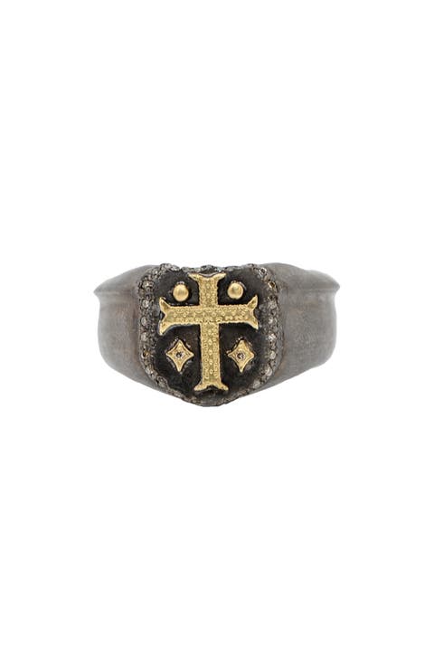 Men's Cross Shield Signet Ring