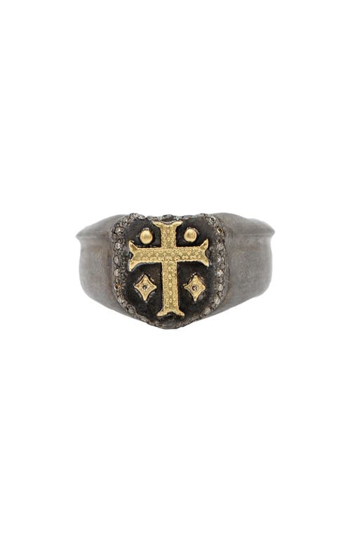 Armenta Cross Shield Signet Ring In Gray