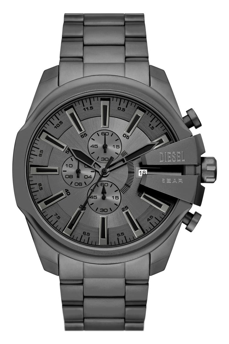Mega Chief Gunmetal Chronograph Bracelet Watch, 48mm, Main, color, GRAY