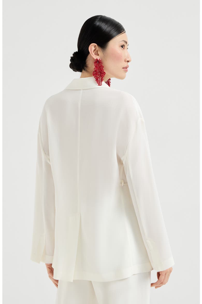 Sablé crêpe blazer, Alternate, color, White