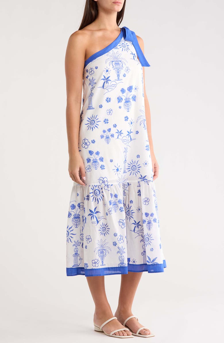 SUGARLIPS Alvina Tropics Nicol One-Shoulder Maxi Dress, Alternate, color, Blue-White