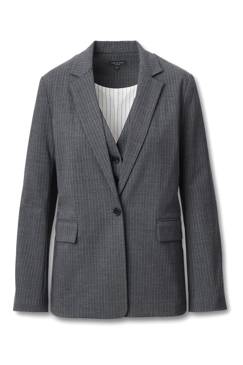 Jennifer Wool Blend Pinstripe Blazer & Vest Set, Alternate, color, GRESP
