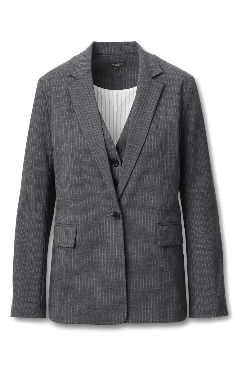rag & bone Jennifer Wool Blend Pinstripe Blazer & Vest Set, Alternate, color, Gresp