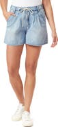 Kensie High Rise Pleated Denim Shorts