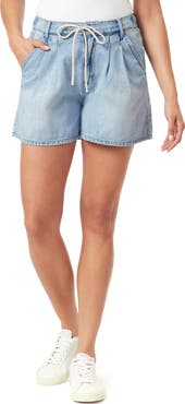 Kensie High Rise Pleated Denim Shorts