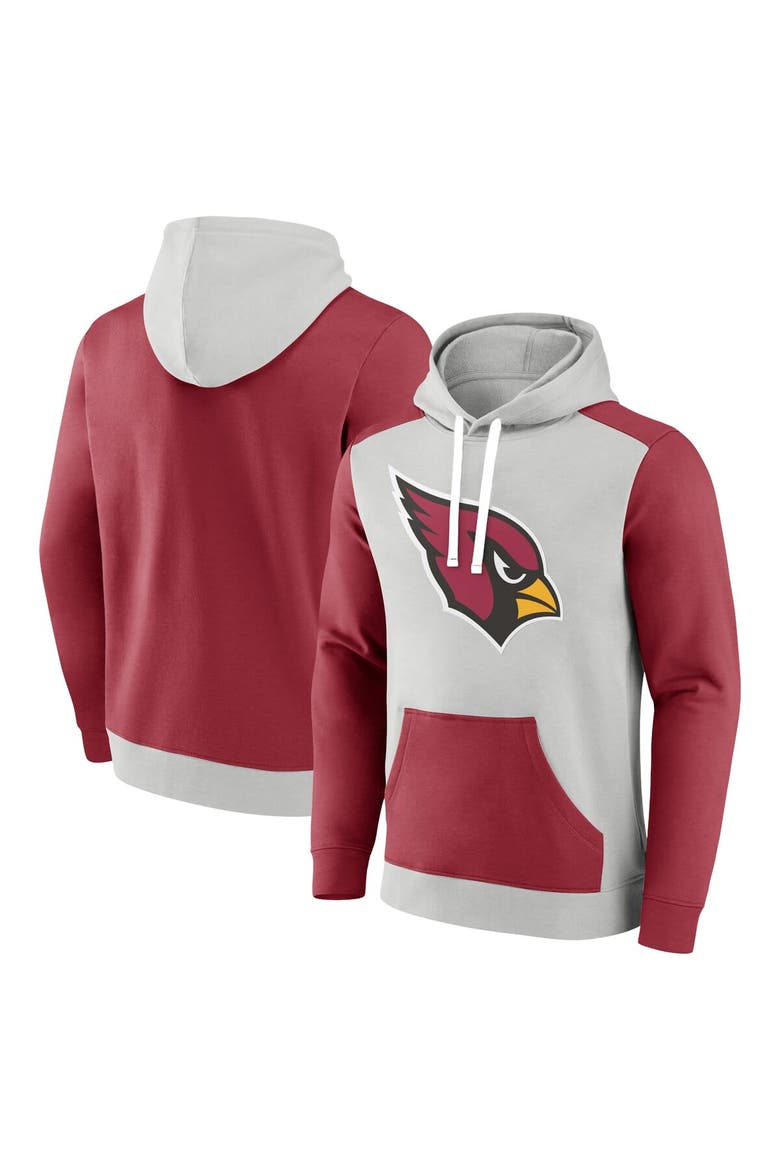 Men's Fanatics Branded Silver/Cardinal Arizona Cardinals Big & Tall Team Fleece Pullover Hoodie, Alternate, color, Silver