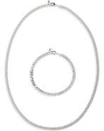 Argento Vivo Sterling Silver Men
s Curb Chain Necklace 
Bracelet Set