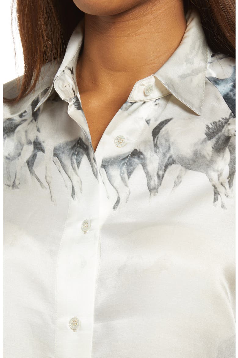 Oana Epoto Horse Print Balloon Sleeve Blouse, Alternate, color, ECRU WHITE
