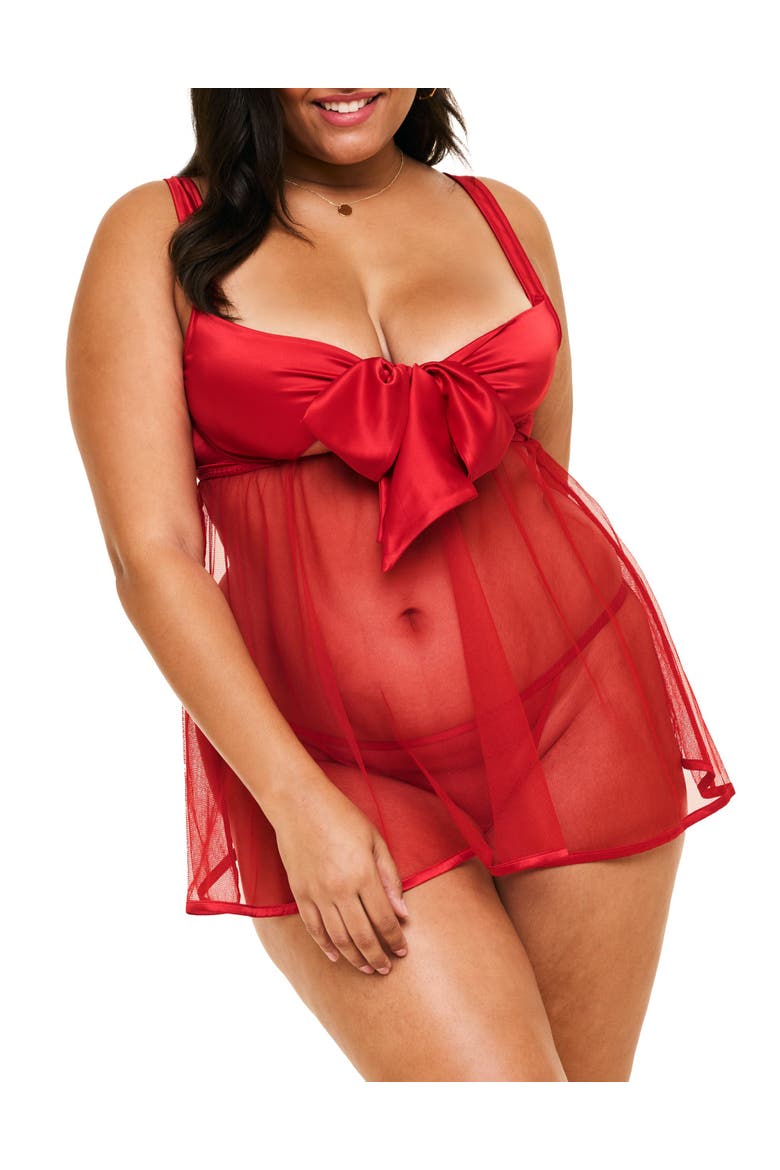 Bessima Babydoll & G-String Set Lingerie, Main, color, Dark red
