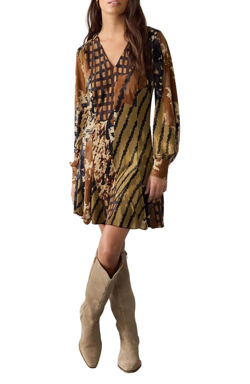 Next Mix Print Long Sleeve Minidress In Multi