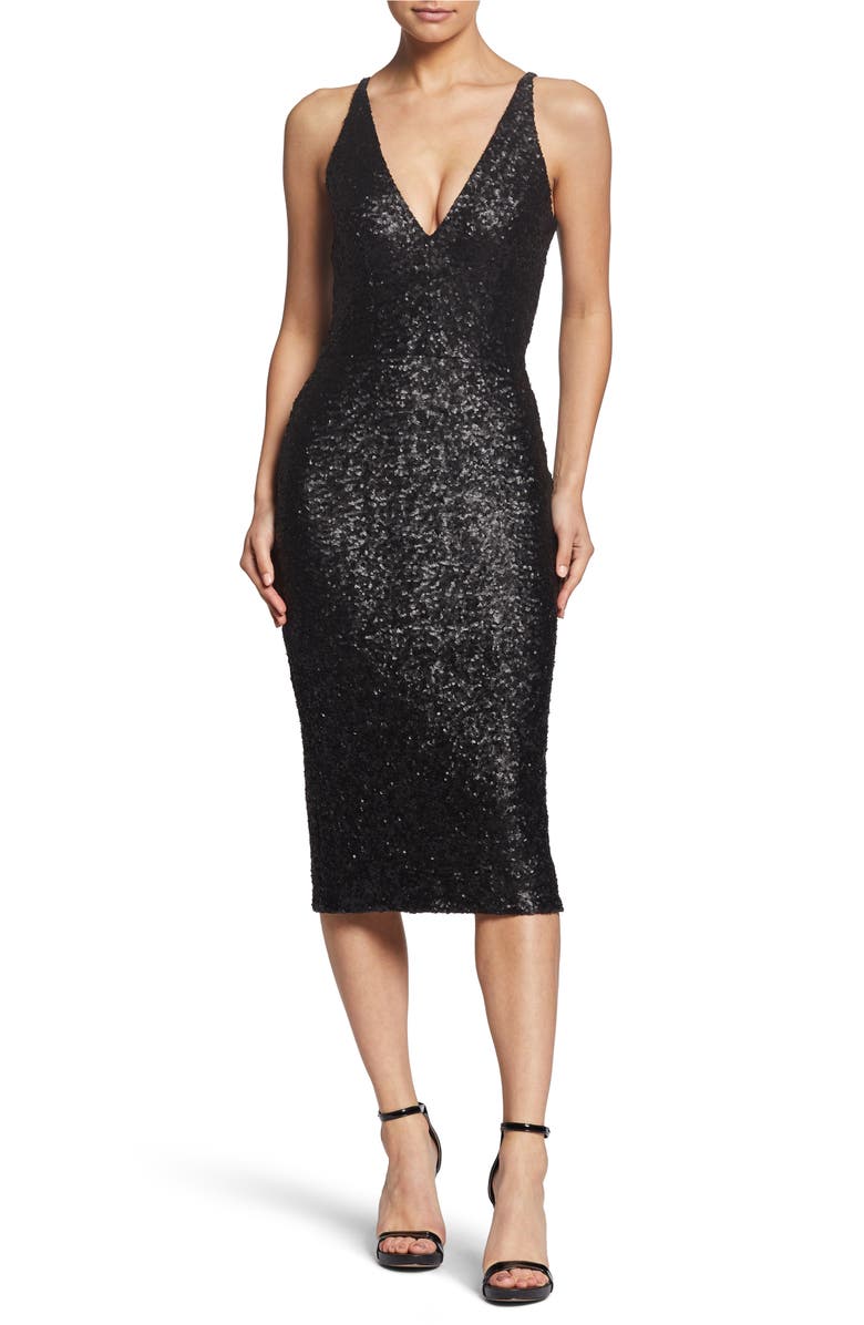 Dress the Population Camilla Plunging Sequin Sheath Dress, Main, color,