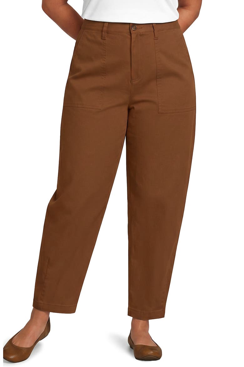 Plus Size Chino High Rise Barrel Leg Utility Ankle Pants, Alternate, color, Rich Ginger Brown