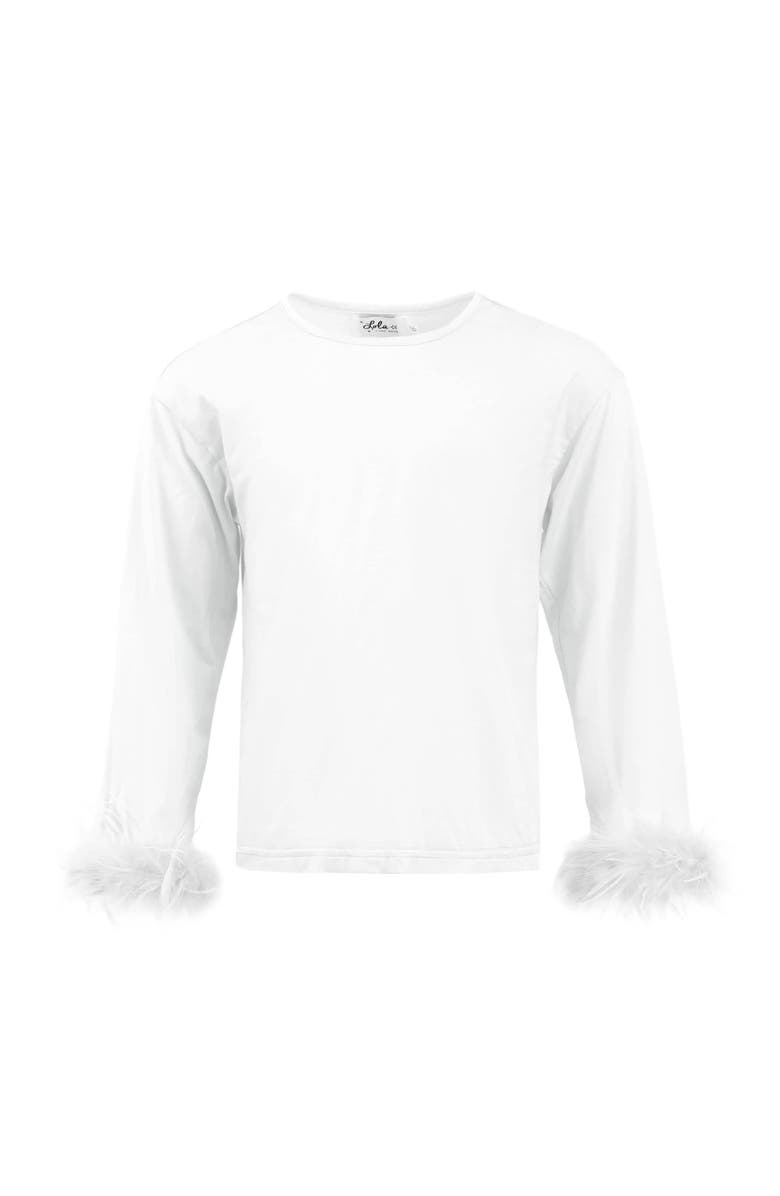 Lola + The Boys Pretty Feather Long Sleeve, Main, color, White