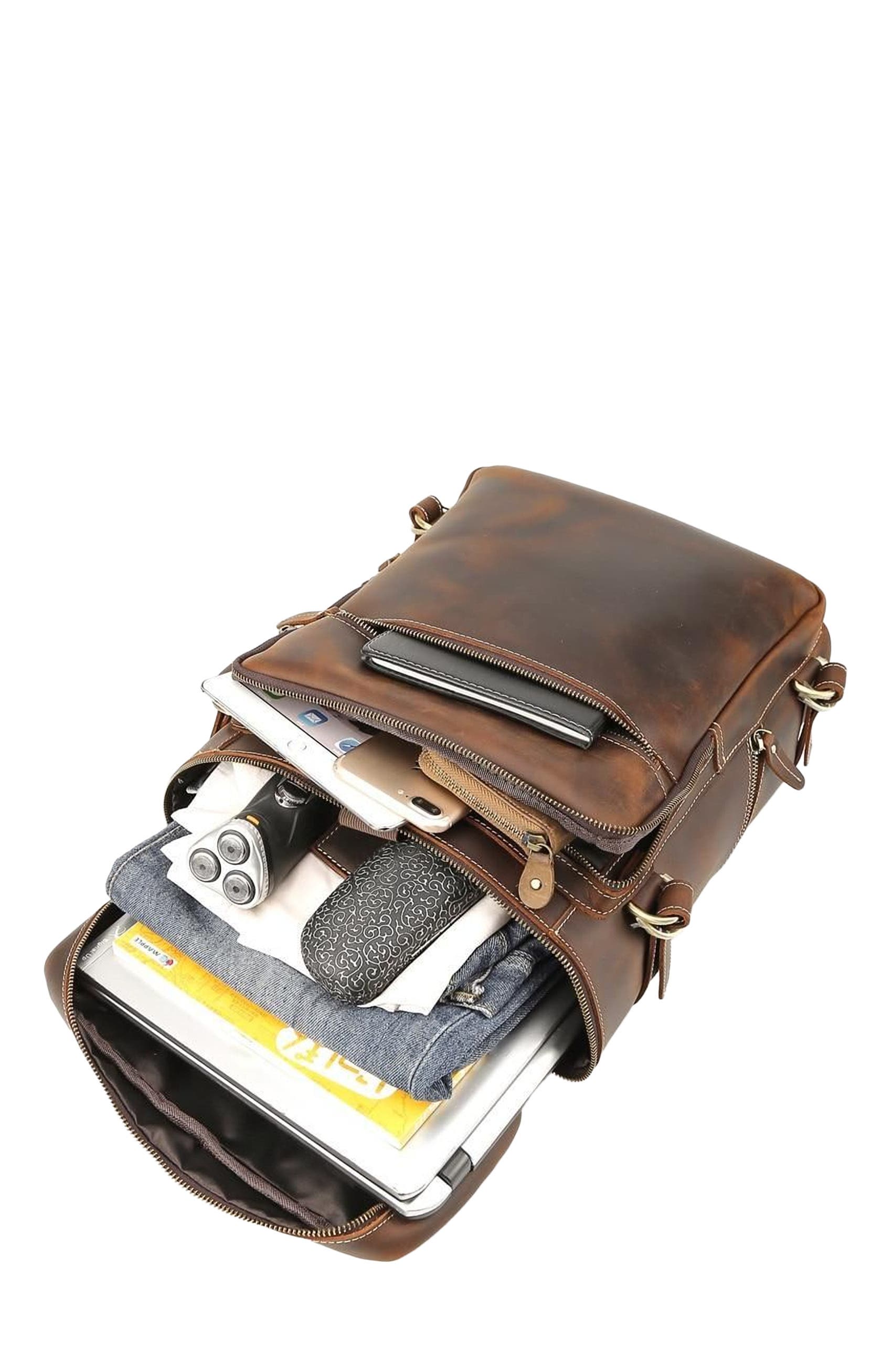 STEEL HORSE LEATHER The Raoul Backpack | Handmade Vintage Leather Backpack, Alternate, color, Dark Brown