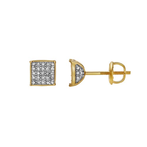 Luvmyjewelry Noturno 10k Yellow Gold Diamond Unisex Earrings In 10k Yellow Gold
