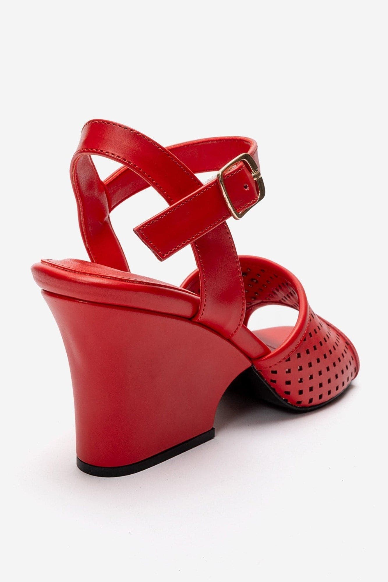 Hervon Block Heel Ankle Strap Sandal, Alternate, color, Red
