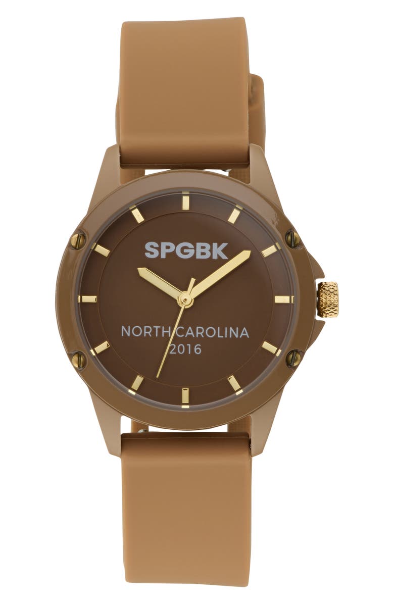 SPGBK Watches Brown Sugar Mini Silicone Strap Watch, 32mm, Main, color, Brown