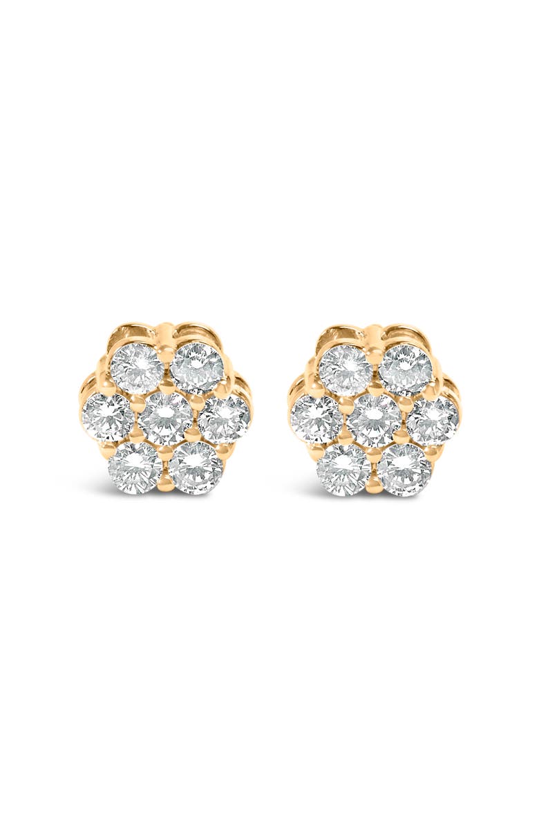 Haus of Brilliance 14K Yellow Gold 3/4 Ct 7 Stone Floral Cluster Diamond Stud Earrings, Main, color, Yellow
