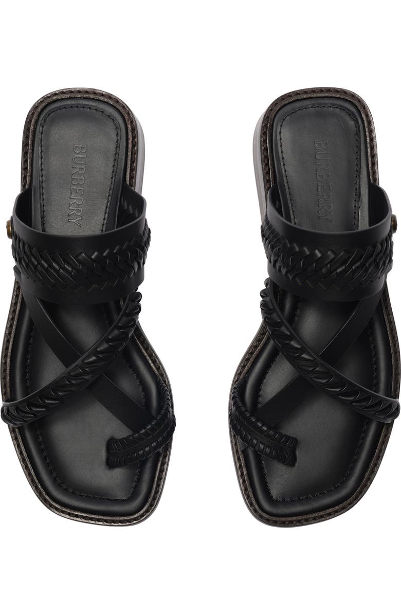 Burberry Leather Baez Sandals, Alternate, color, Black