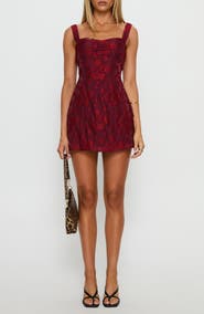 Princess Polly Mcbeath Floral Jacquard Minidress