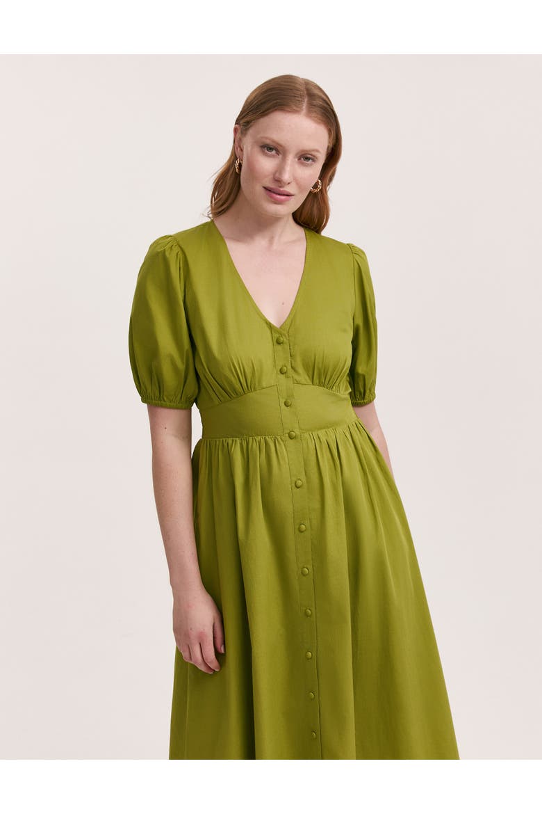 Addison Cotton Midi Tea Dress, Alternate, color, Light Green