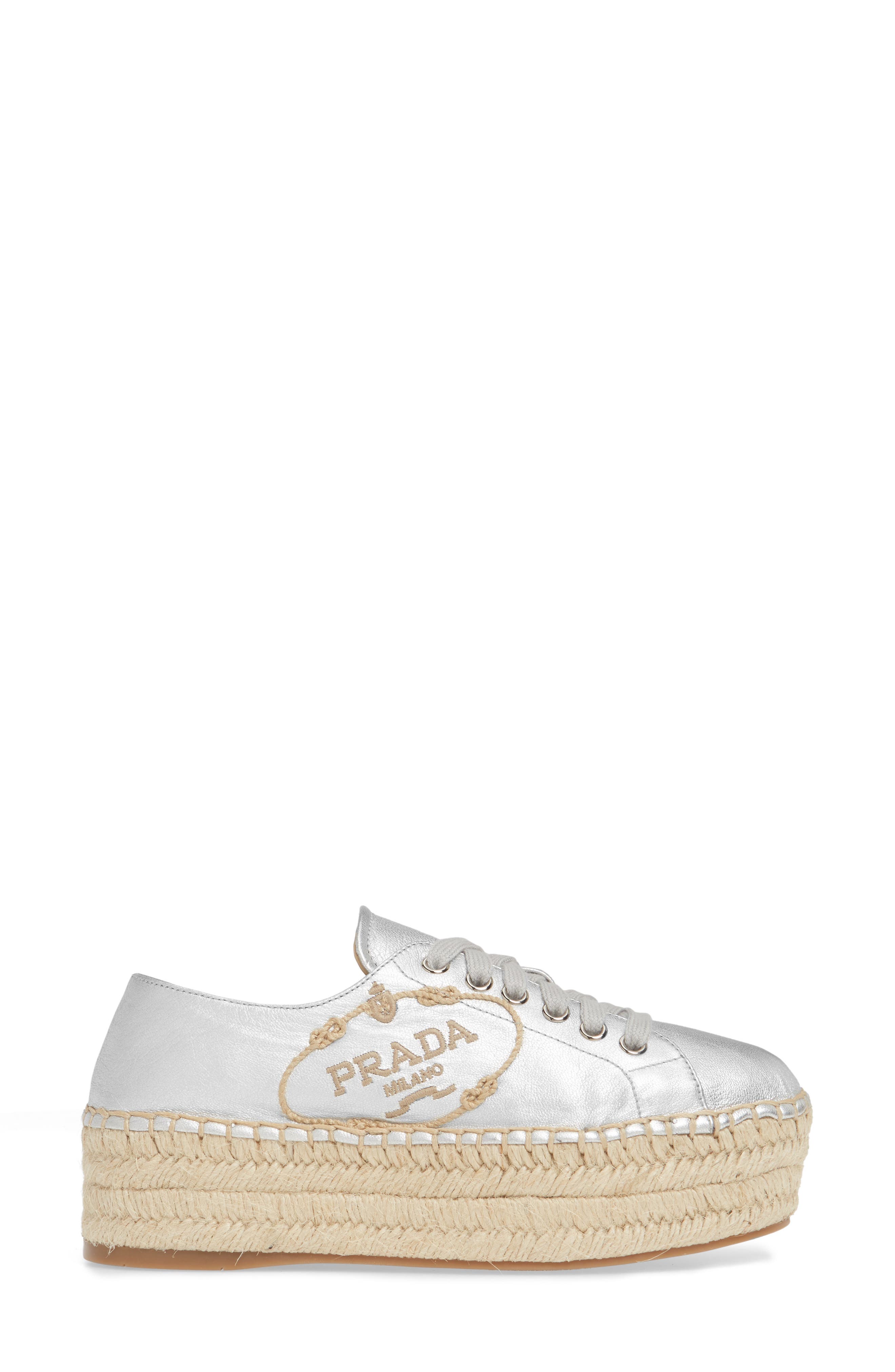 Prada Espadrille Platform Sneaker, Alternate, color, 