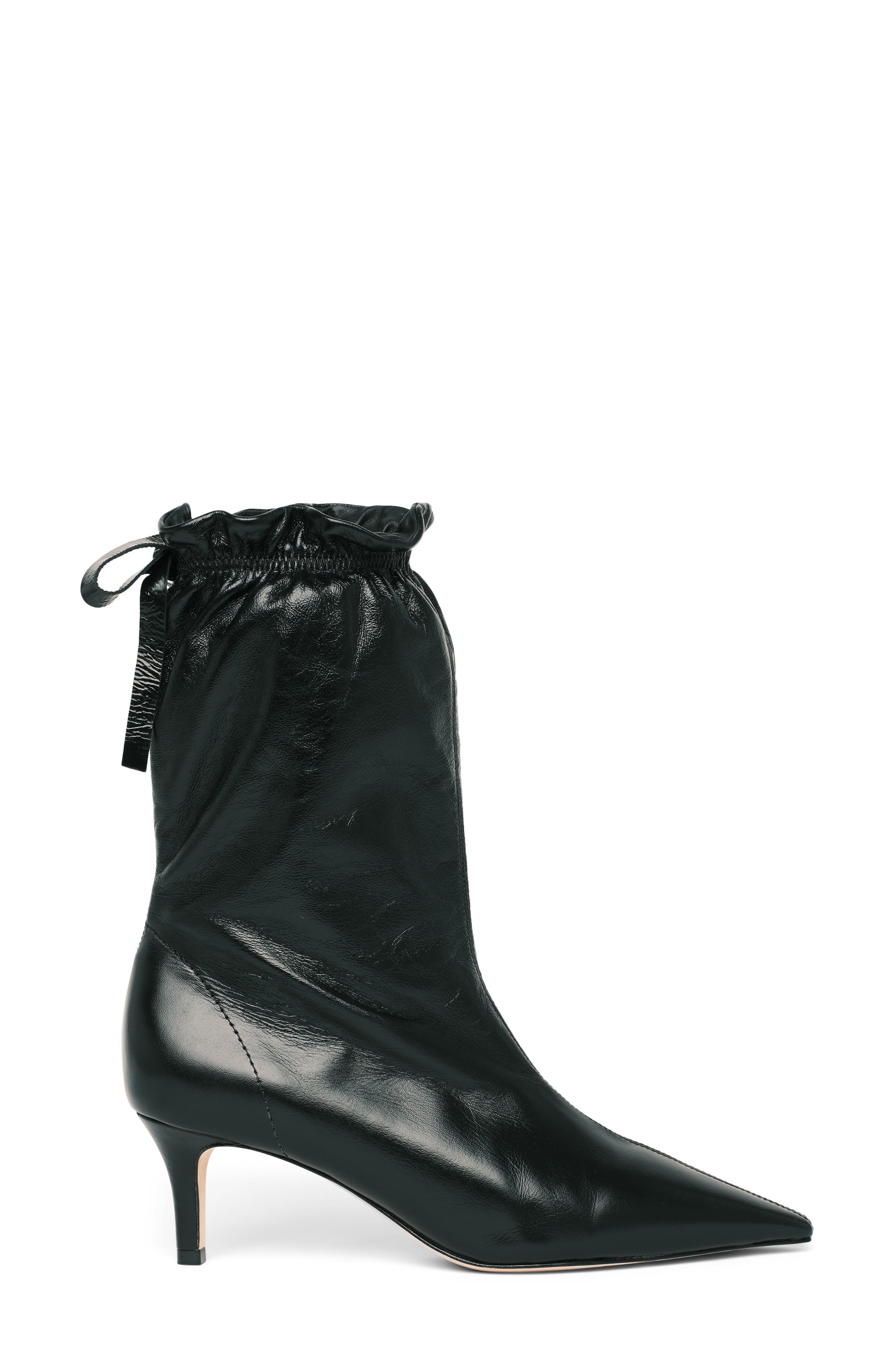 Alex Scrunched Leather Bootie, Alternate, color, BLACK