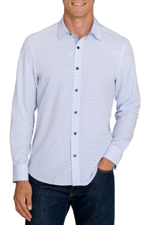 Slim Fit Bluebell Scatter Performance Stretch Long Sleeve Shirt