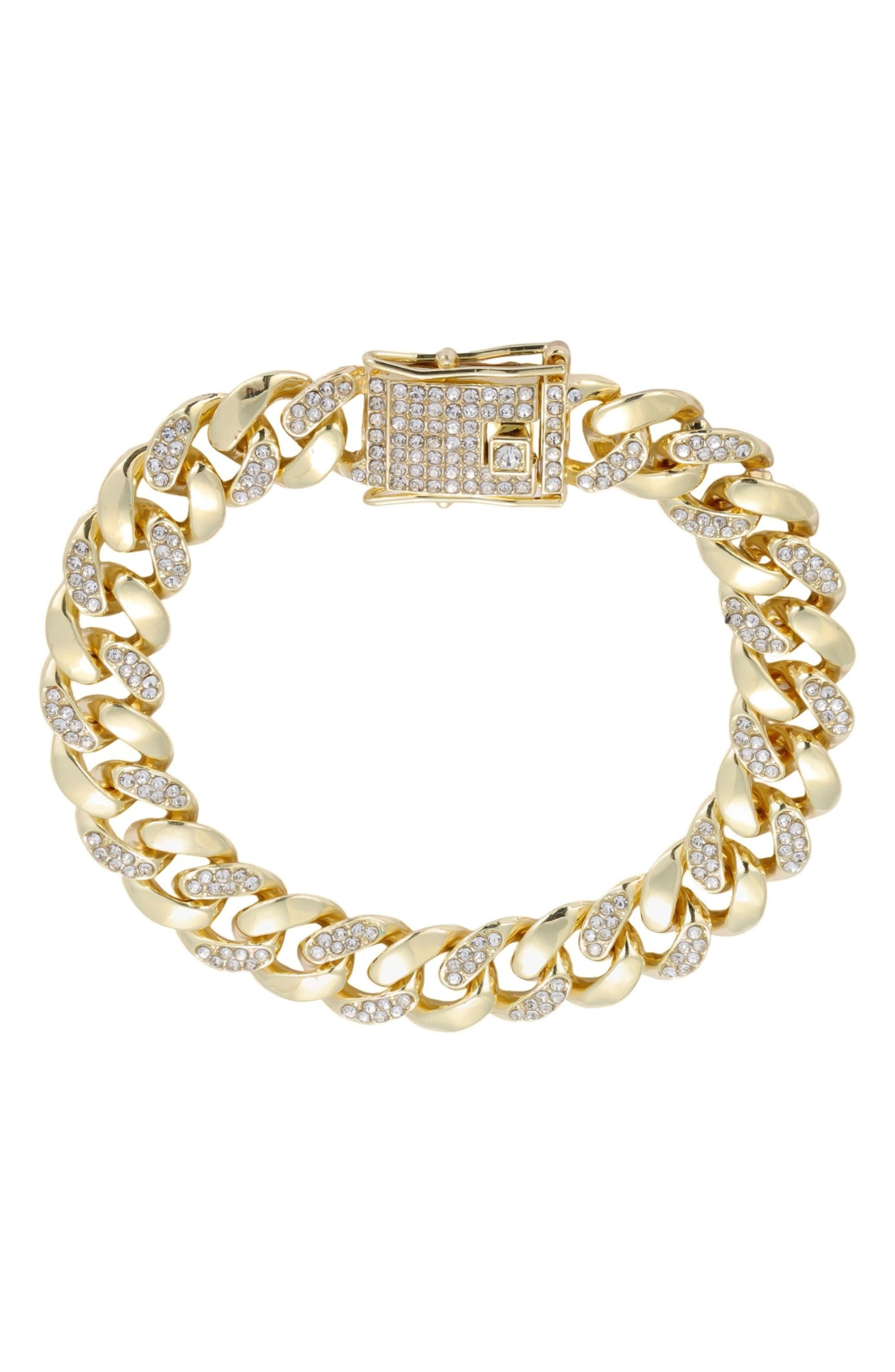Adornia Crystal Curb Chain Bracelet In Gold