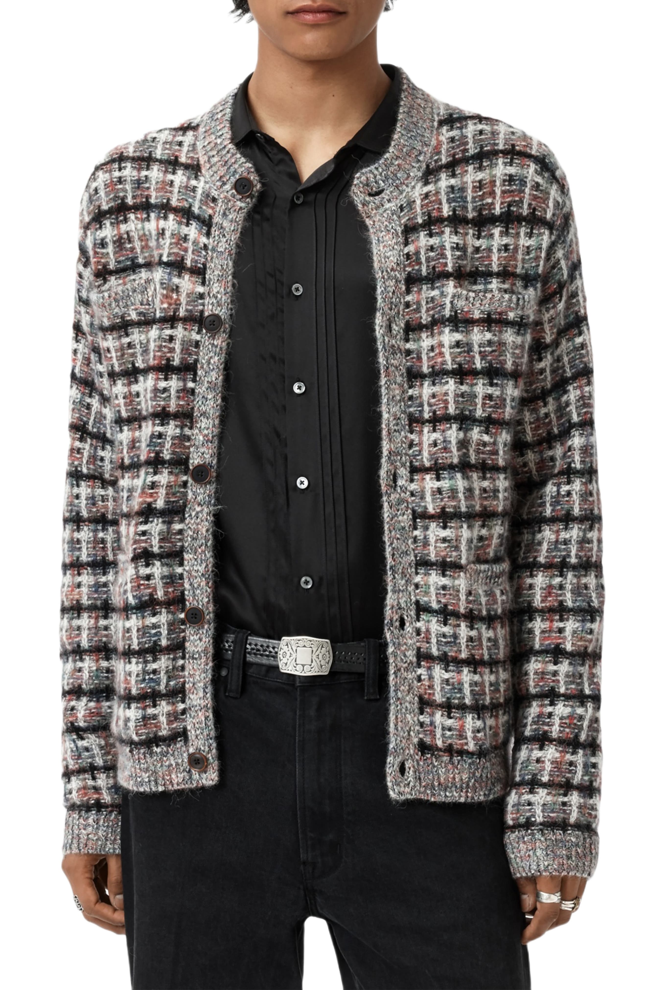Geometric Pattern Wool & Cashmere Cardigan