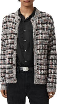 John Varvatos Geometric Pattern Wool & Cashmere Cardigan