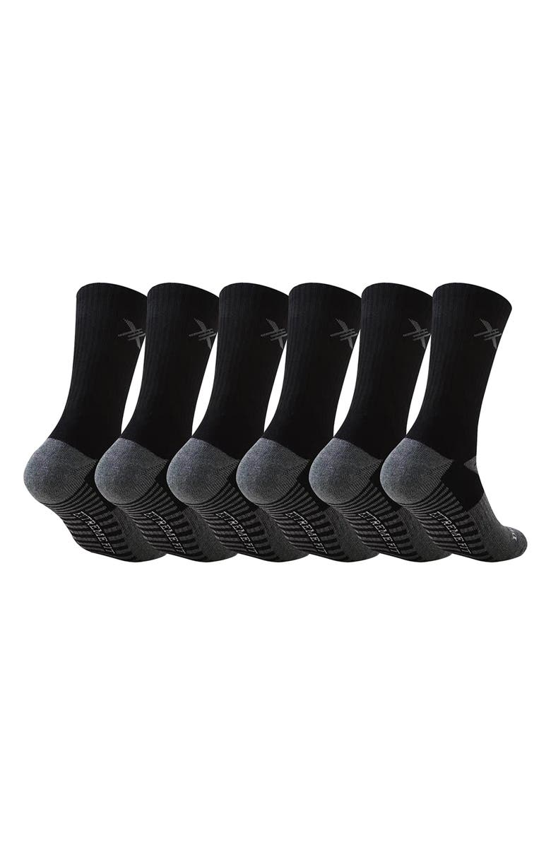 EXTREME FIT 6-Pack Dri Tech Moisture Control Socks, Main, color, Black