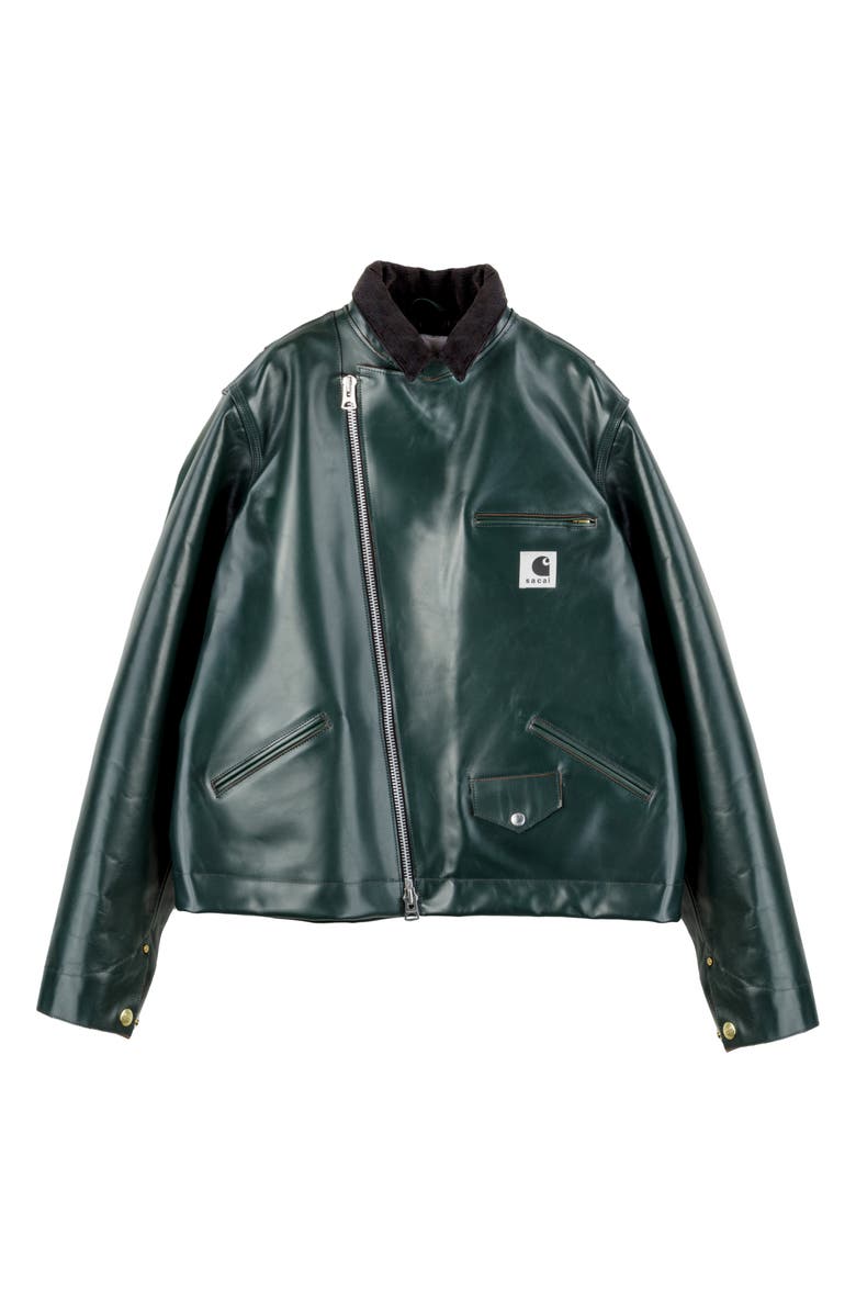 Sacai Carhartt WIP Leather Jacket, Main, color, Green