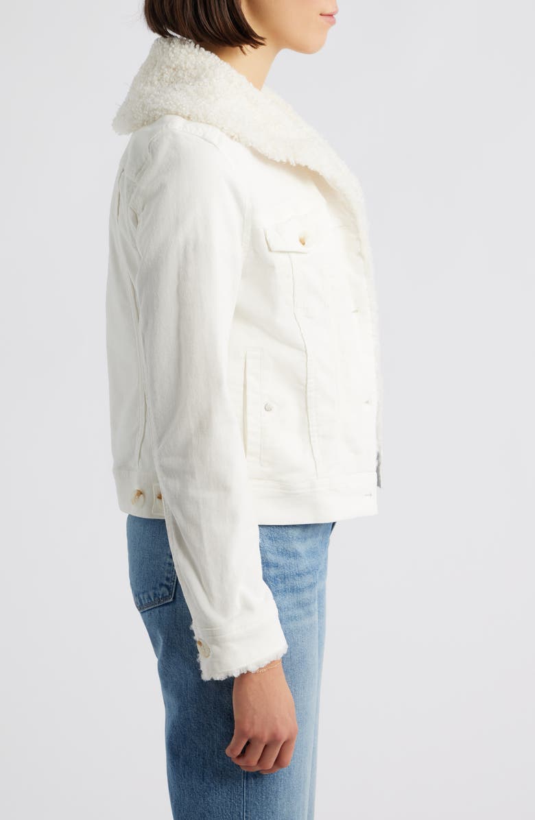 Liverpool Los Angeles Faux Shearling Collar Corduroy Trucker Jacket, Alternate, color, Vintage White