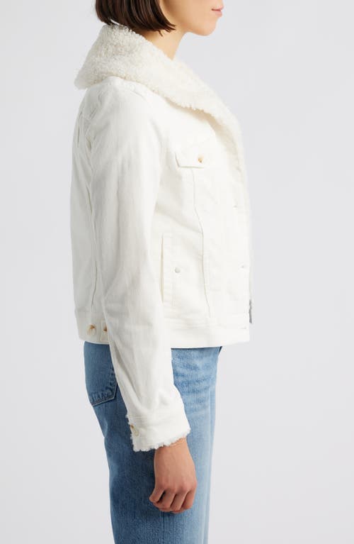 Liverpool Los Angeles Faux Shearling Collar Corduroy Trucker Jacket In White