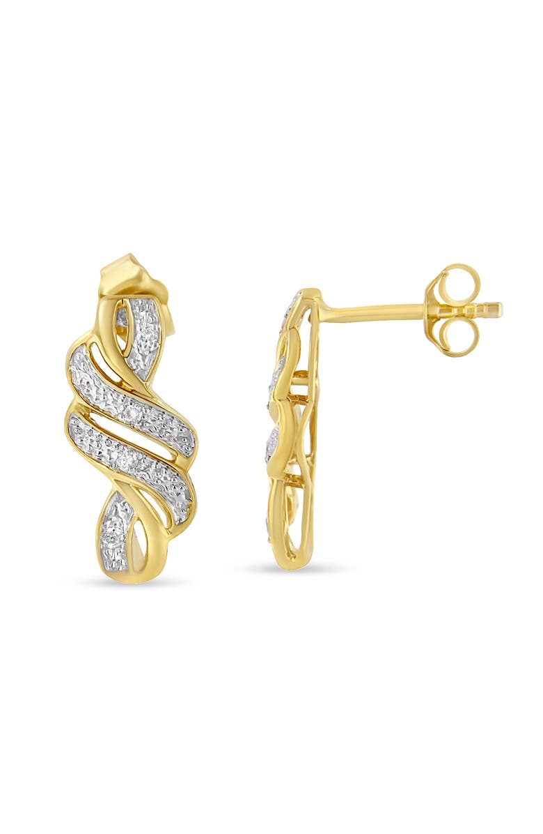 Haus of Brilliance Yellow Plated Silver Round Diamond Swirl Earrings, Alternate, color, Yellow