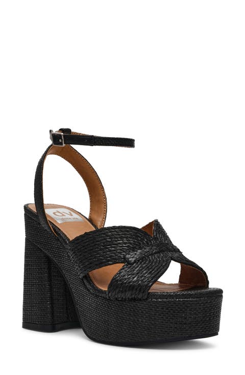 Waylan Raffia Platform Ankle Strap Sandal (Women)
