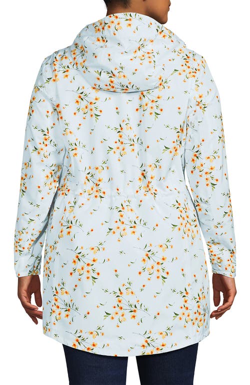 Lands' End Squall Packable Waterproof Raincoat In Crisp White Sweet Mango Floral